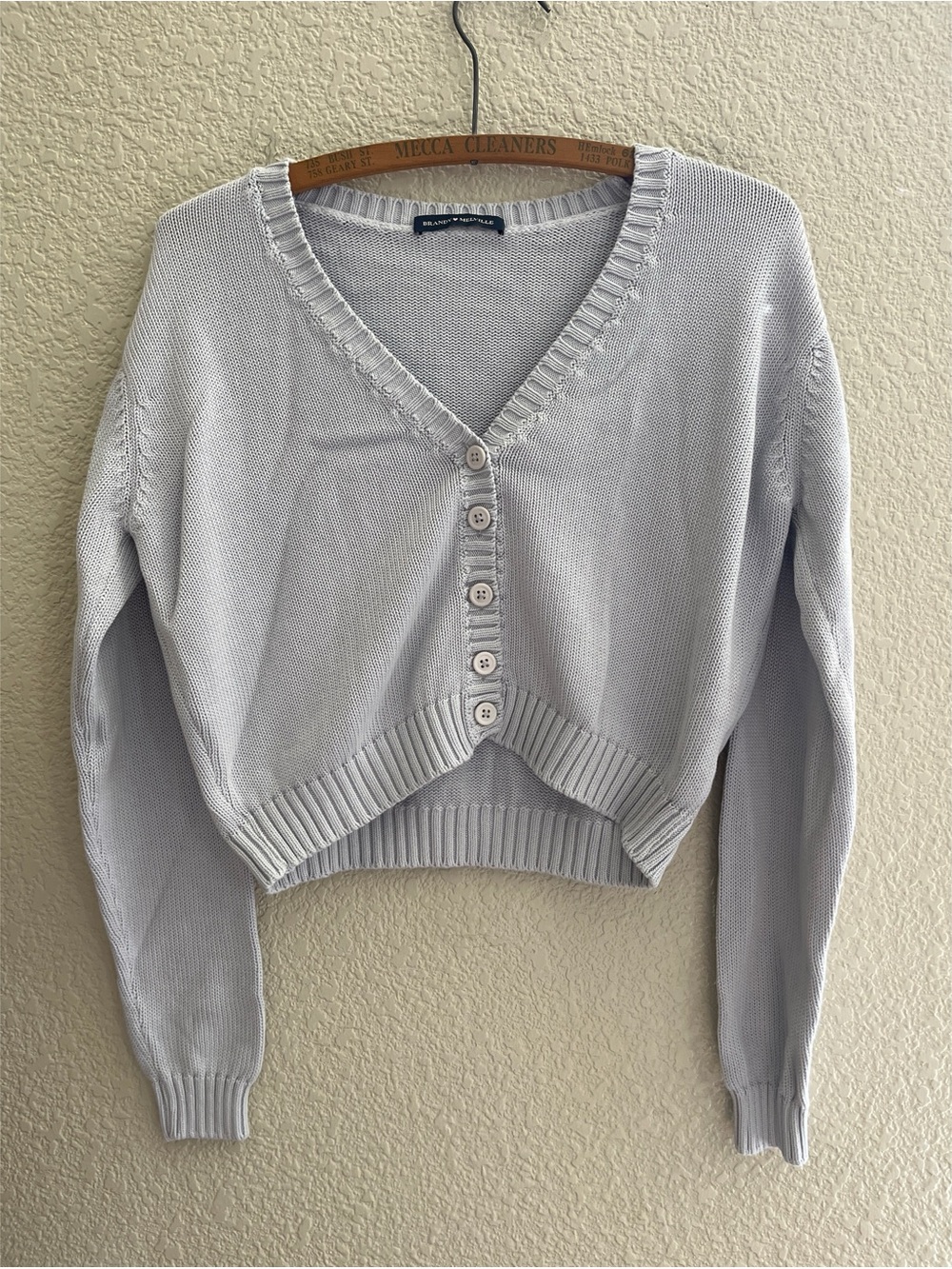 Brandy Melville Light Purple Knit Cropped Cardigan